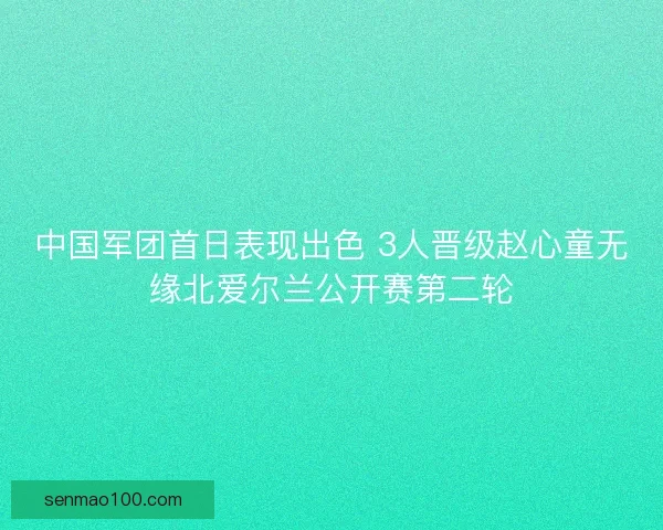 中国军团首日表现出色 3人晋级赵心童无缘北爱尔兰公开赛第二轮