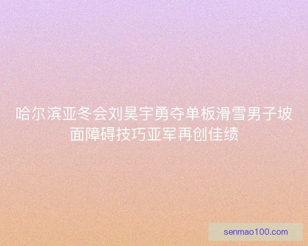 哈尔滨亚冬会刘昊宇勇夺单板滑雪男子坡面障碍技巧亚军再创佳绩