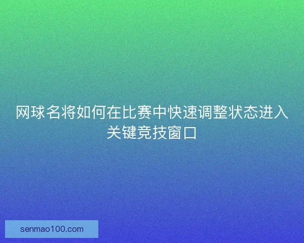 网球名将如何在比赛中快速调整状态进入关键竞技窗口